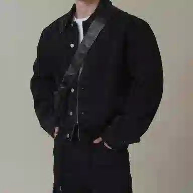 我是大卫 复古水洗做旧牛仔韩系轻熟风短款翻领夹克外套 男女同款