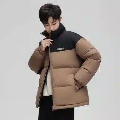 鸭鸭 立领拼色休闲短款羽绒服 男款