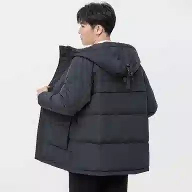 鸭鸭 休闲简约时尚连帽中长款羽绒服 男款