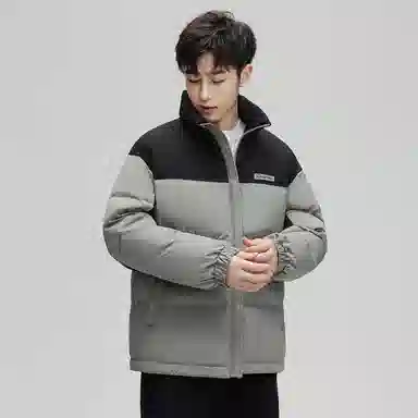 鸭鸭 立领拼色休闲短款羽绒服 男款