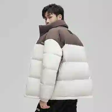 鸭鸭 立领拼色休闲短款羽绒服 男款