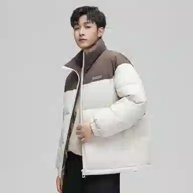 鸭鸭 立领拼色休闲短款羽绒服 男款