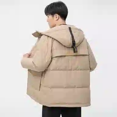 鸭鸭 休闲简约时尚连帽中长款羽绒服 男款