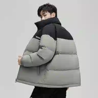 鸭鸭 立领拼色休闲短款羽绒服 男款