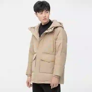 鸭鸭 休闲简约时尚连帽中长款羽绒服 男款