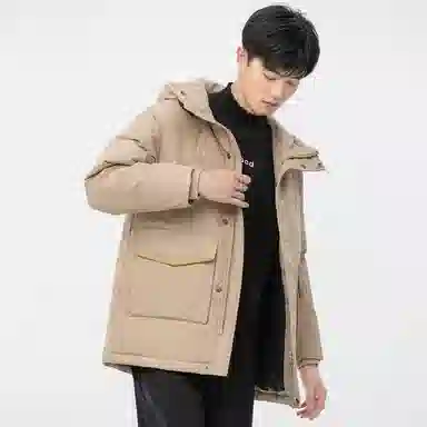 鸭鸭 休闲简约时尚连帽中长款羽绒服 男款
