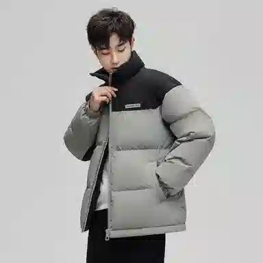 鸭鸭 立领拼色休闲短款羽绒服 男款