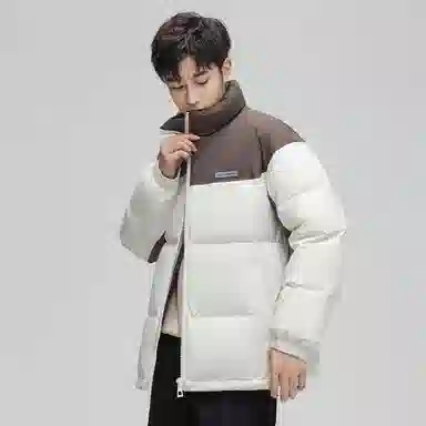 鸭鸭 立领拼色休闲短款羽绒服 男款