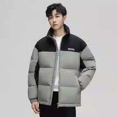 鸭鸭 立领拼色休闲短款羽绒服 男款