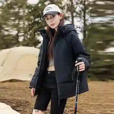 鸭鸭 纯色连帽长袖羽绒服 男女同款