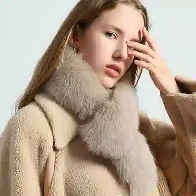 心水好物 韩版双面 皮草保暖毛绒百搭 濑兔毛 围巾 女款