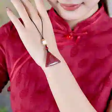 灵菲 高含量紫金砂太岁平安牌挂件 新中式复古手机挂件 本命年招财纳福#好运 再造辰砂朱砂 吊坠 男女同款情侣款