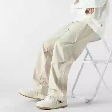 敦煌博物馆 美式嘻哈街头潮流宽松百搭大码直筒时尚铆钉褶皱垂感拖地可束脚休闲裤 男女同款