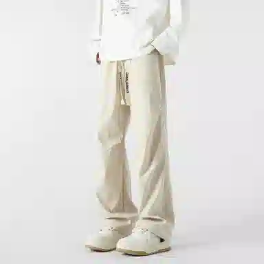 敦煌博物馆 美式嘻哈街头潮流宽松百搭大码直筒时尚铆钉褶皱垂感拖地可束脚休闲裤 男女同款