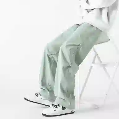 敦煌博物馆 美式嘻哈街头潮流宽松百搭大码直筒时尚铆钉褶皱垂感拖地可束脚休闲裤 男女同款