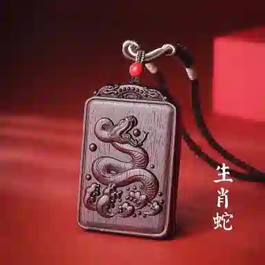木盛缘 双面生肖蛇浮雕高油高密自然高雅文玩挂件 小叶紫檀 吊坠 男女同款情侣款