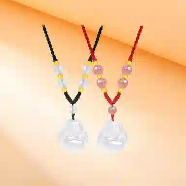 【顺丰包邮】 中国珠宝 笑口常开 笑脸弥勒佛招财纳福小佛公国风新中式小巧百搭可调节锁骨链好运 玉髓 项链 男女同款情侣款