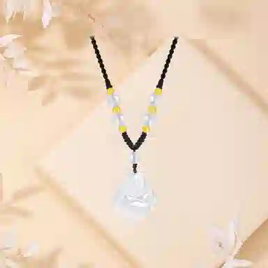 【顺丰包邮】 中国珠宝 笑口常开 笑脸弥勒佛招财纳福小佛公国风新中式小巧百搭可调节锁骨链好运 玉髓 项链 男女同款情侣款