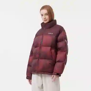 坦博尔 运动印花高充立领面包羽绒服 男女同款