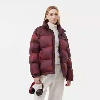 坦博尔 运动印花高充立领面包羽绒服 男女同款