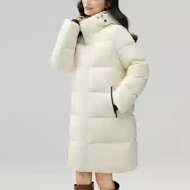鸭鸭 中长款连帽直筒羽绒服 男女同款