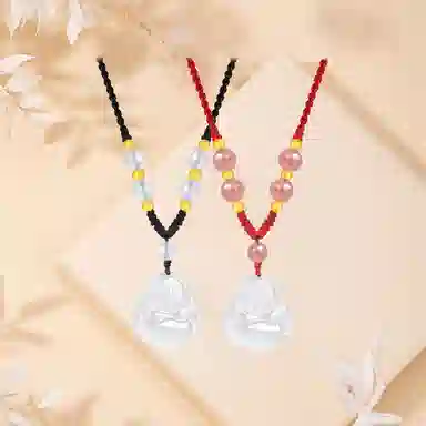 【顺丰包邮】 中国珠宝 笑口常开 笑脸弥勒佛招财纳福小佛公国风新中式小巧百搭可调节锁骨链好运 玉髓 项链 男女同款情侣款