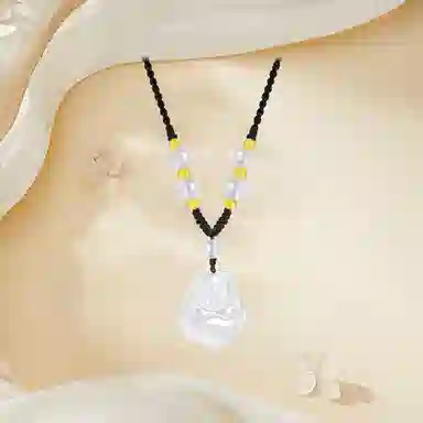 【顺丰包邮】 中国珠宝 笑口常开 笑脸弥勒佛招财纳福小佛公国风新中式小巧百搭可调节锁骨链好运 玉髓 项链 男女同款情侣款