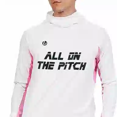 李质造 综合训练系列 吸汗透气足球连帽训练服长袖健身衣 男款 白粉