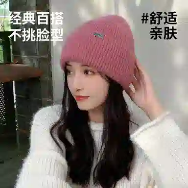 南极人 秋冬毛线针织帽子保暖冷帽护耳韩版百搭小头围包头帽 加厚 绒线帽 女款