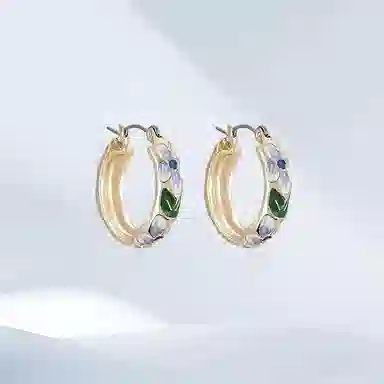 希遇 晨曦花韵耳钉 新中式国潮轻奢 简约设计 花朵 虞书 欣同款 高级小众设计 合金 耳钉 男女同款情侣款