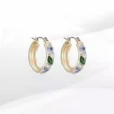 希遇 晨曦花韵耳钉 新中式国潮轻奢 简约设计 花朵 虞书 欣同款 高级小众设计 合金 耳钉 男女同款情侣款