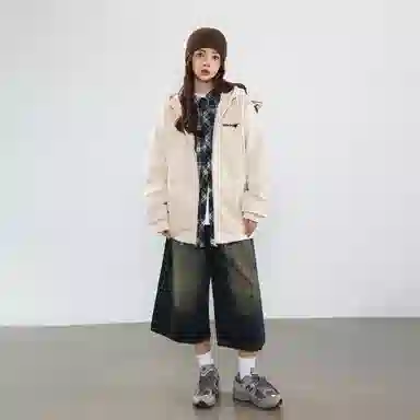 金贝勒 美式简约字母蜘蛛印花宽松连帽休闲百搭开衫卫衣 男女同款