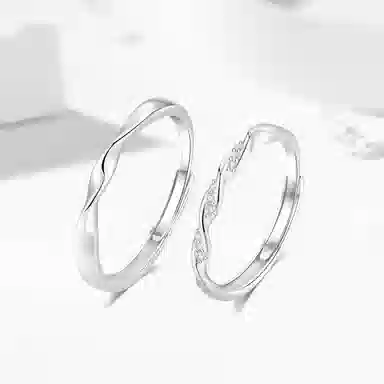 【免费定制刻字 999纯银材质】 福韵金 恋爱频率莫比乌斯爱意交织甜蜜饰爱有钱花对戒开口可调节 足银 戒指 男女同款情侣款