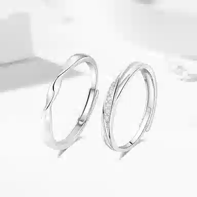 【免费定制刻字 999纯银材质】 福韵金 恋爱频率莫比乌斯爱意交织甜蜜饰爱有钱花对戒开口可调节 足银 戒指 男女同款情侣款