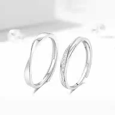 【免费定制刻字 999纯银材质】 福韵金 恋爱频率莫比乌斯爱意交织甜蜜饰爱有钱花对戒开口可调节 足银 戒指 男女同款情侣款