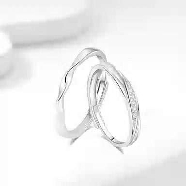 【免费定制刻字 999纯银材质】 福韵金 恋爱频率莫比乌斯爱意交织甜蜜饰爱有钱花对戒开口可调节 足银 戒指 男女同款情侣款