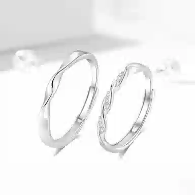 【免费定制刻字 999纯银材质】 福韵金 恋爱频率莫比乌斯爱意交织甜蜜饰爱有钱花对戒开口可调节 足银 戒指 男女同款情侣款