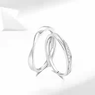 【免费定制刻字 999纯银材质】 福韵金 恋爱频率莫比乌斯爱意交织甜蜜饰爱有钱花对戒开口可调节 足银 戒指 男女同款情侣款