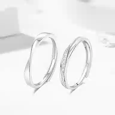 【免费定制刻字 999纯银材质】 福韵金 恋爱频率莫比乌斯爱意交织甜蜜饰爱有钱花对戒开口可调节 足银 戒指 男女同款情侣款