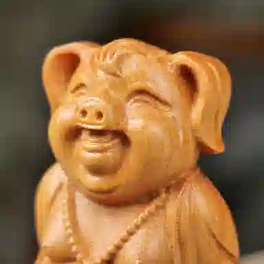 書卓 可爱福猪 桌面文玩创意雕刻工艺品  招财纳福 吉祥如意   新中式复古大气#好运 黄金檀 把件 男女同款情侣款