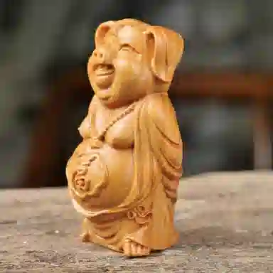 書卓 可爱福猪 桌面文玩创意雕刻工艺品  招财纳福 吉祥如意   新中式复古大气#好运 黄金檀 把件 男女同款情侣款