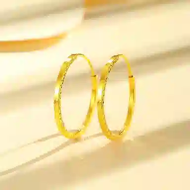 中国珠宝 大圆 犹如朝阳般温暖的光芒 展现你高雅与知性的一面 贤淑雅致 个性独特 优雅灵动 足金 按克计价 黄金耳环 女款