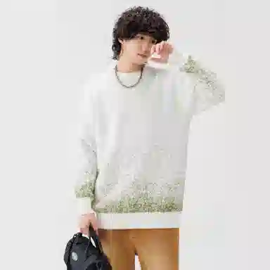 基础款渐变套头圆领保暖舒适百搭加绒宽松不扎身弹力内搭厚款长袖针织毛衣 男女同款