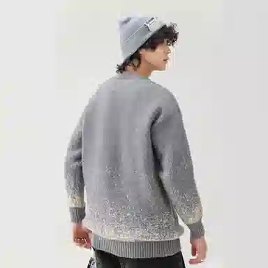 基础款渐变套头圆领保暖舒适百搭加绒宽松不扎身弹力内搭厚款长袖针织毛衣 男女同款