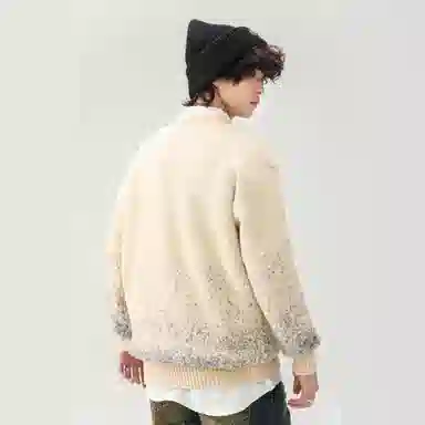 基础款渐变套头圆领保暖舒适百搭加绒宽松不扎身弹力内搭厚款长袖针织毛衣 男女同款