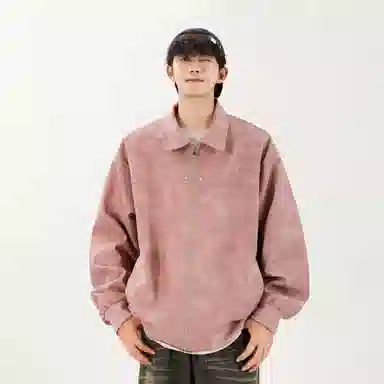 纯色翻领防风防水保暖宽松夹克外套 男女同款