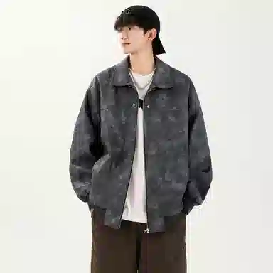 纯色翻领防风防水保暖宽松夹克外套 男女同款