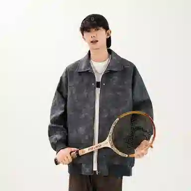 纯色翻领防风防水保暖宽松夹克外套 男女同款