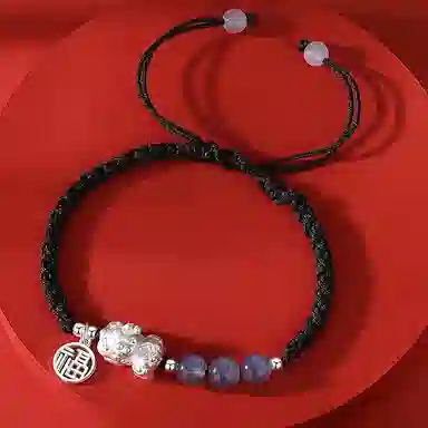 银千惠 送福貔貅 国潮小众新中式来财貔貅一对上岸转运珠吞金兽本命年纳福平安红绳甜蜜编织手绳  玉髓 手链 男女同款情侣款 礼盒