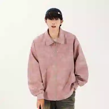 纯色翻领防风防水保暖宽松夹克外套 男女同款